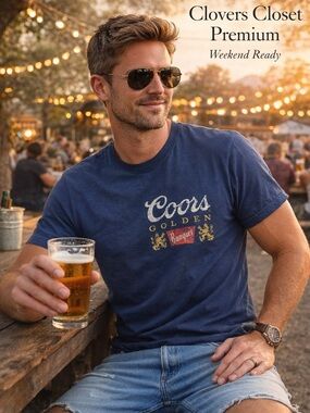 Coors Golden Banquet Graphic Tee Navy Blue Vintage Style Large
